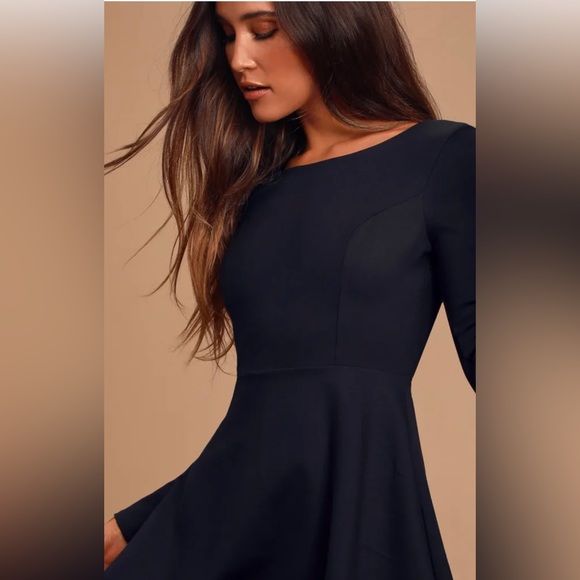 NWOT Lulu's Forever Chic Black Long Sleeve Dress - Picture 3 of 7